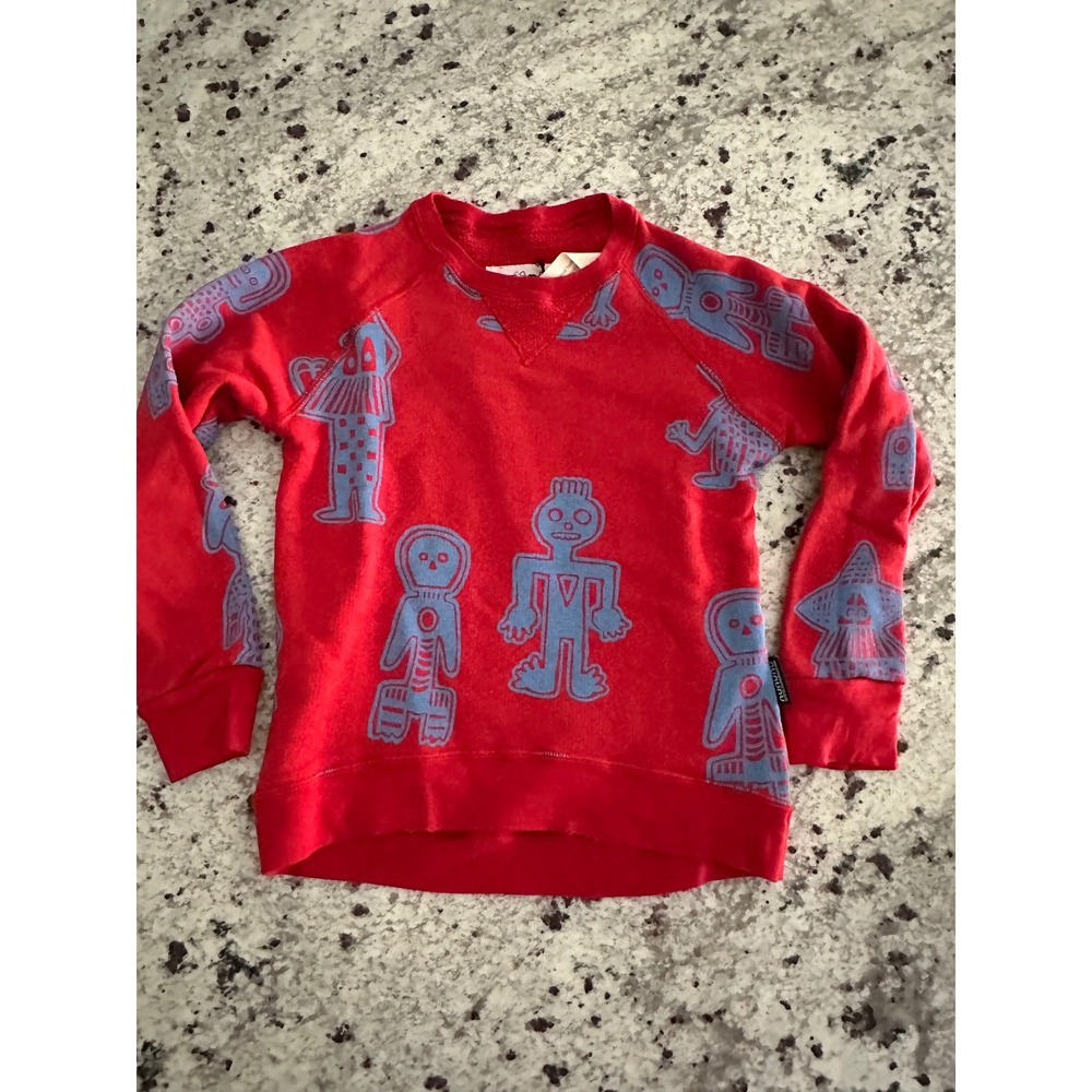 NWT nununu Kids Red Tribal Dancers Crewneck Sweatshirt Size 3-4Y